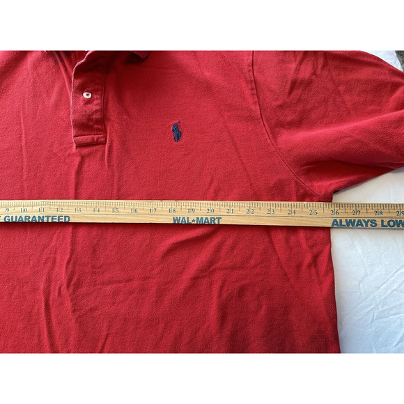 Polo Ralph Lauren, Golf Shirt Mens 2XLT Red w/Navy Blue Pony Preppy - Picture 12 of 12